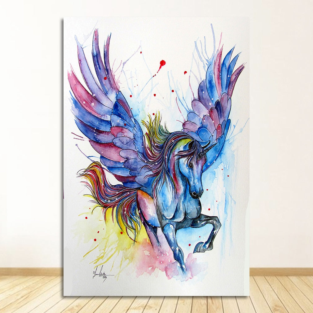 Colorful Unicorn Pegasus Canvas Art