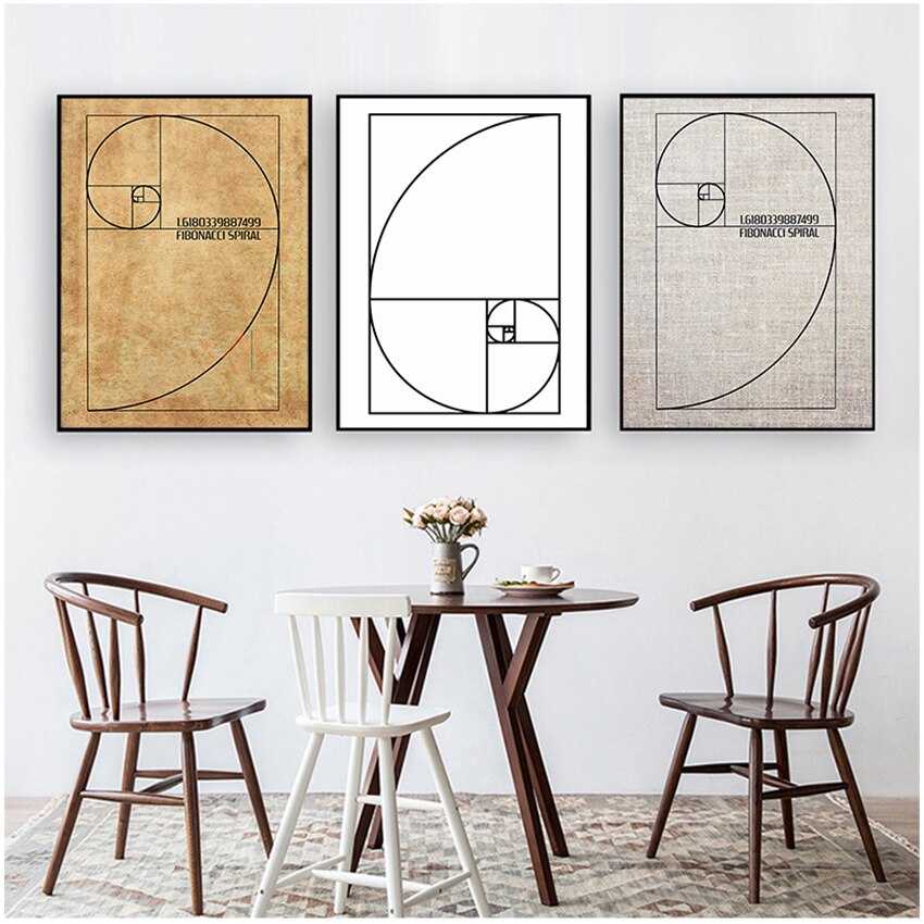 Fibonacci Spiral Blueprint Canvas Art