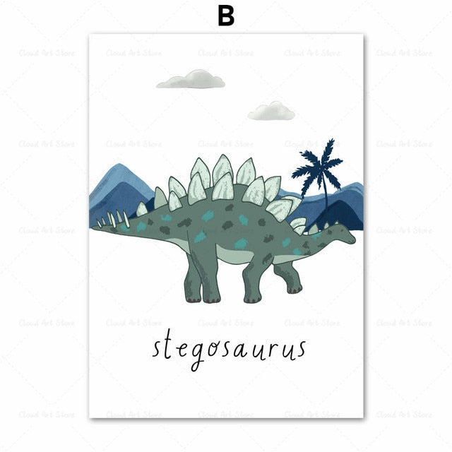 Dinosaur Kids Baby Boy's Room Wall Art Canvas