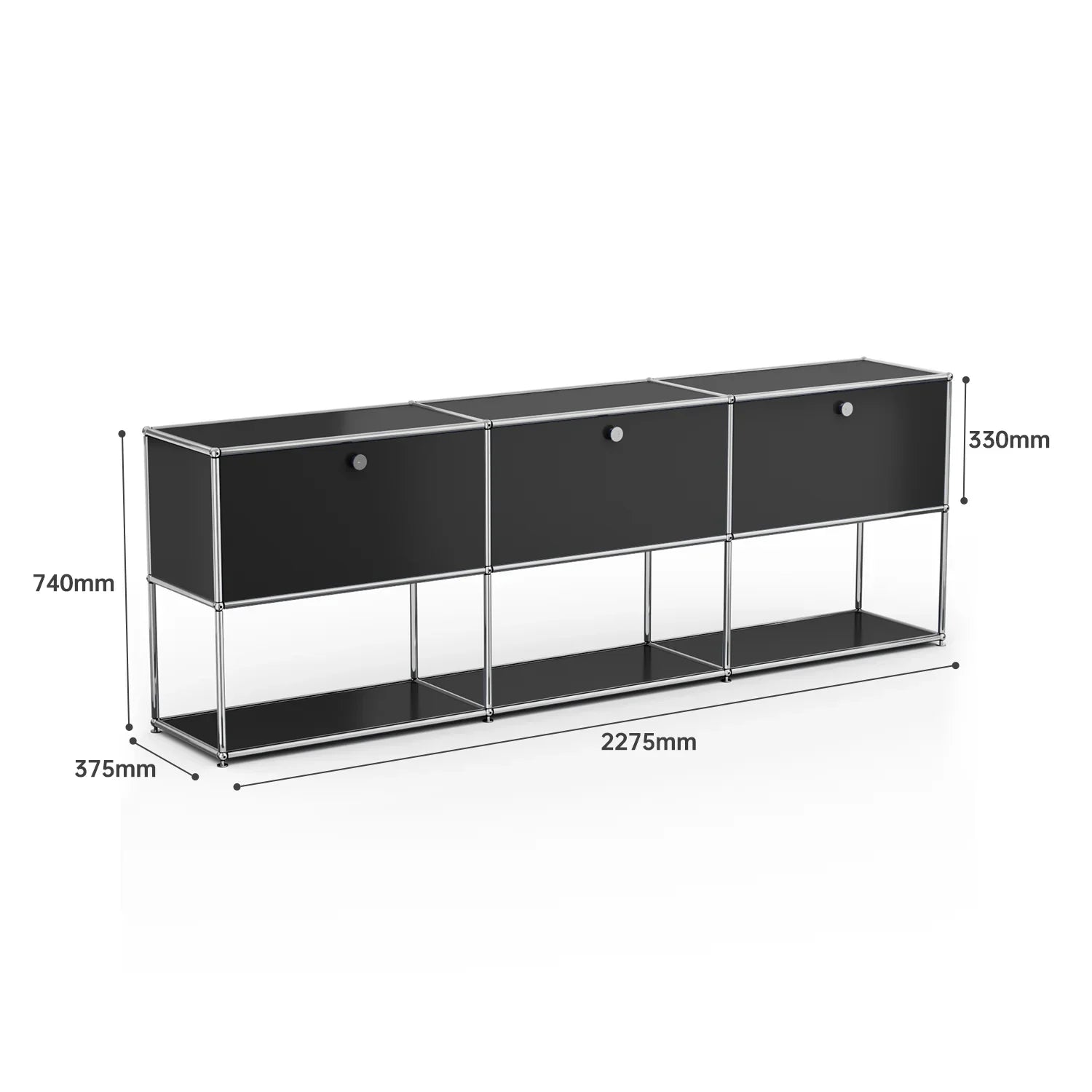 USM Haller Black Modular Storage Cabinet Replica