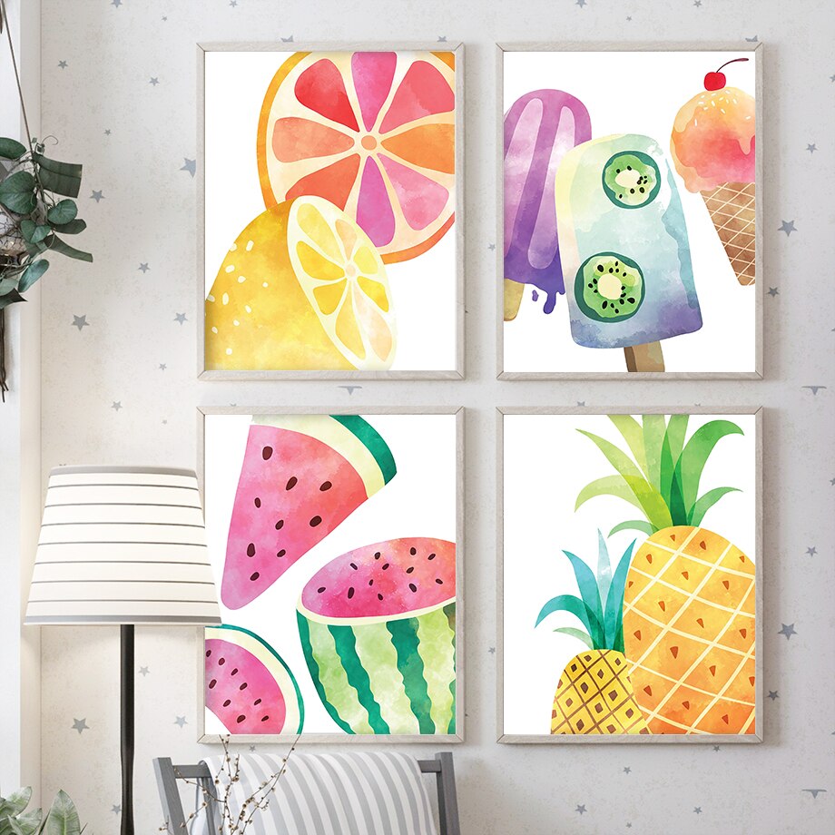 Pineapple Ice Cream Flamingo Canvas Art