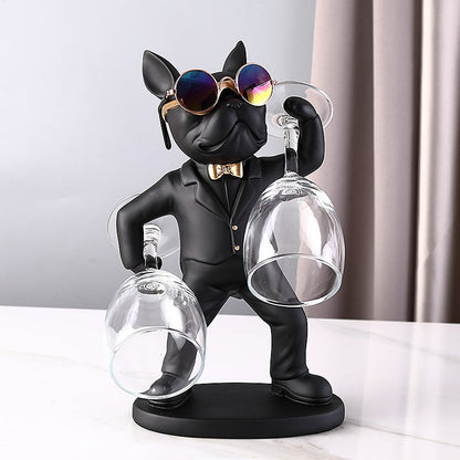 Bulldog Wine Holder Statue