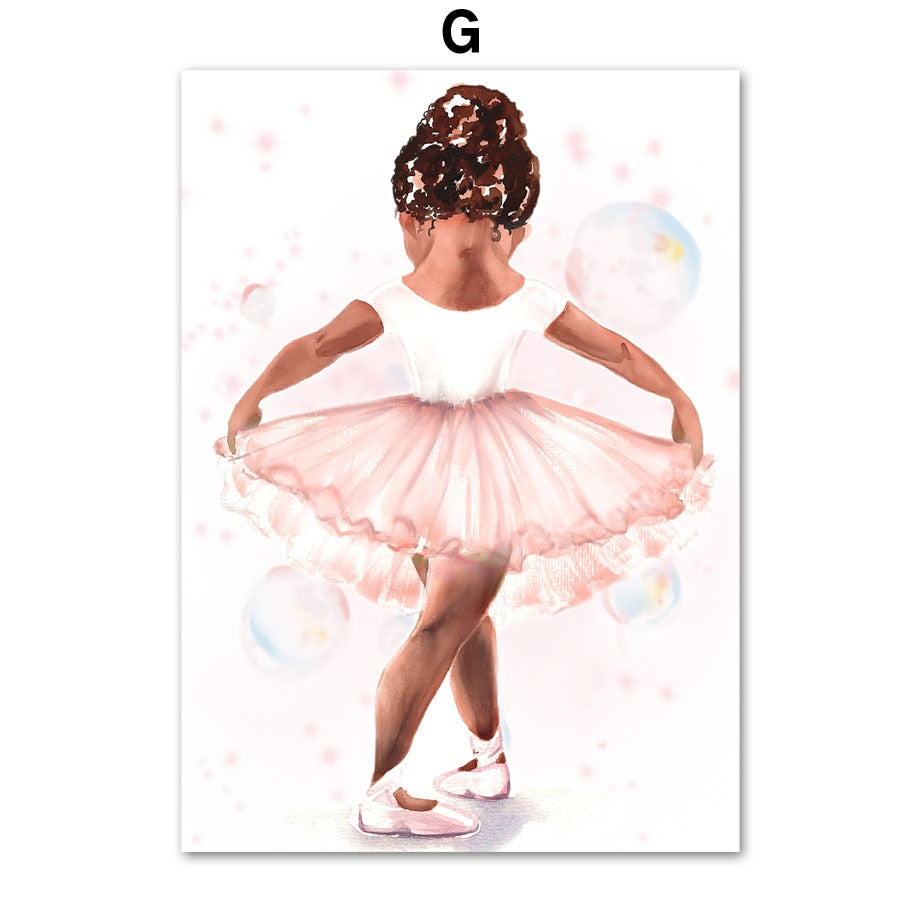 Cute Girl Pink Ballet Swan Canvas Art