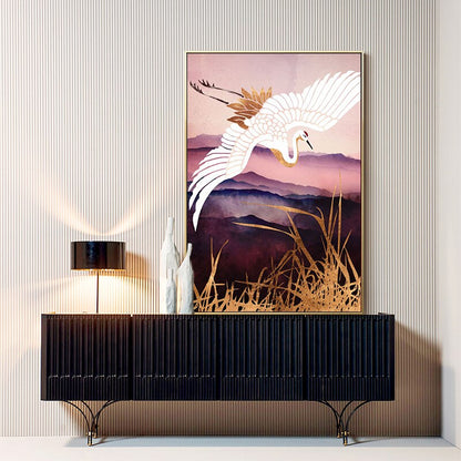 Chinese Style Golden Crane Canvas Art