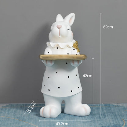 Rabbit Butler with Tray Large Statue