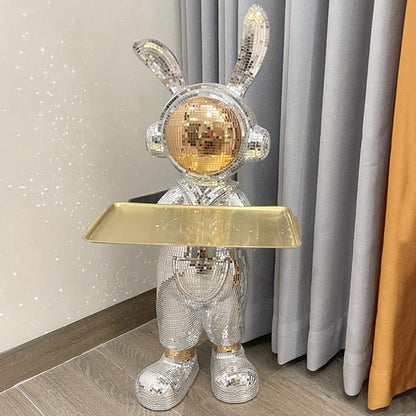 Disco Ball Astronaut Rabbit Big Statue Tray