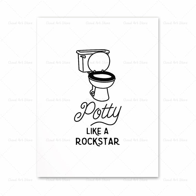 Funny Toilet Bathroom Wall Art Canvas