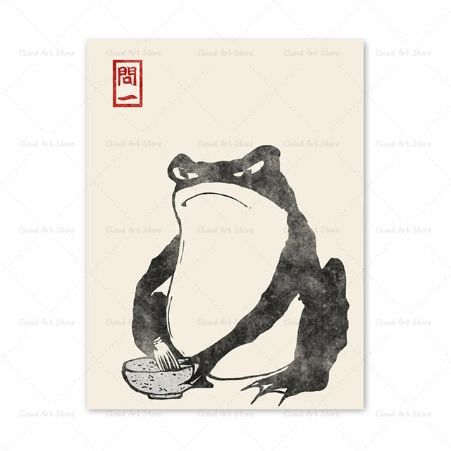 Japanese Frog Toad Wall Art Canvas