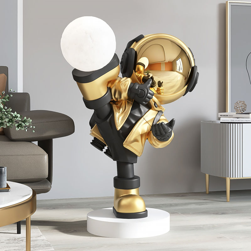 Astronaut Kick Statue with Light