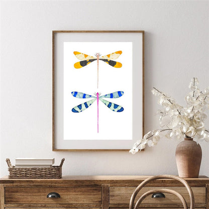 Watercolor Beetle Bug Butterfly Dragonfly Canvas Art