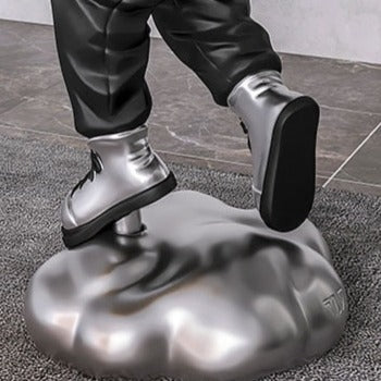 Astronaut Silver Hoodie Floor Statue with Tray