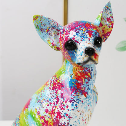 Painted Chihuahua Resin Statue