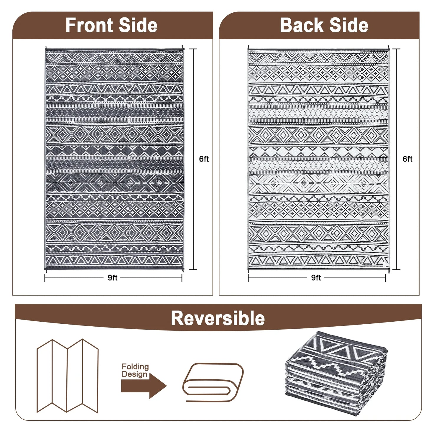 Waterproof Reversible Patio Outdoor Rug