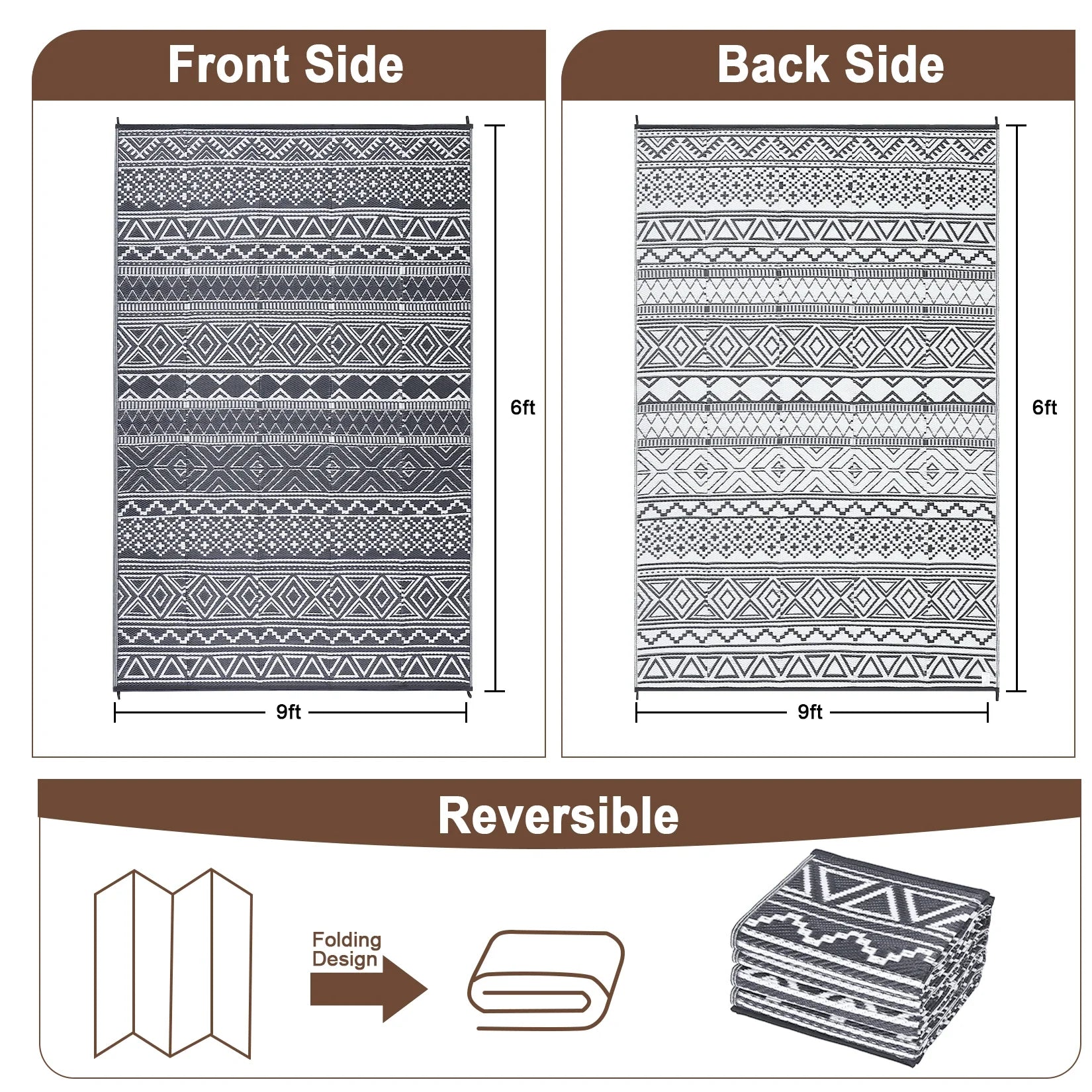 Waterproof Reversible Patio Outdoor Rug