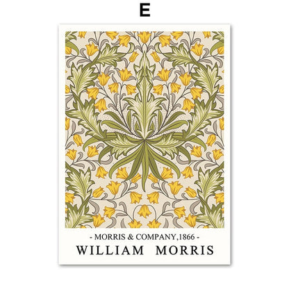 William Morris Plant Leaf Bird Botanical Wall Art Canvas