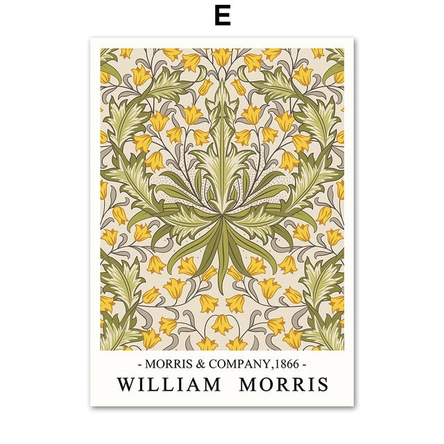 William Morris Plant Leaf Bird Botanical Wall Art Canvas