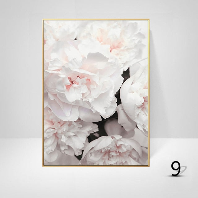 Pink Peony Flower Wall Art Canvas