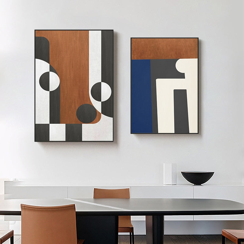 Modern Geometry Orange Canvas Art