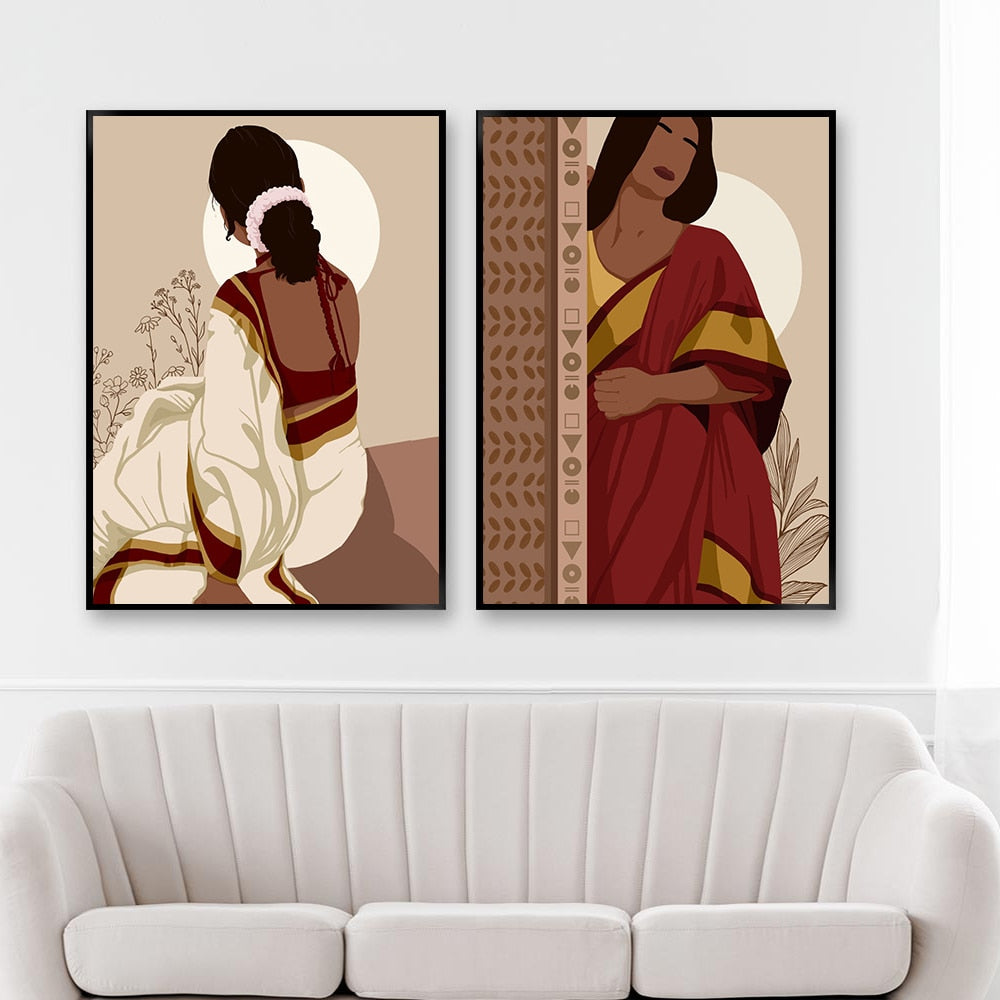 Indian Woman Wall Art Canvas