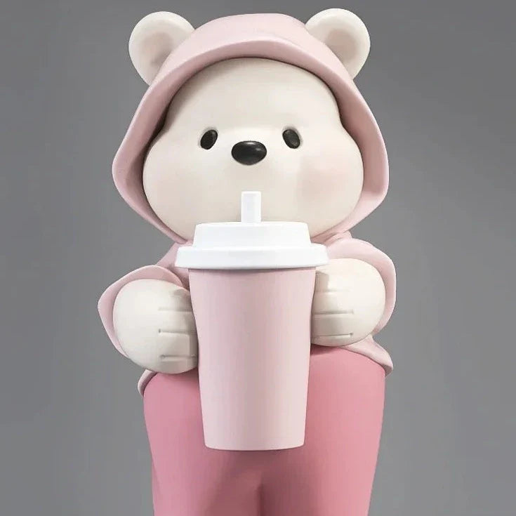 Cute Bear Milk Tea Floor Decoration Statue