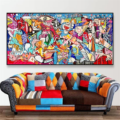 Picasso Cartoon Graffiti Canvas Art