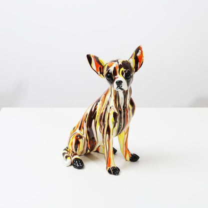 Painted Chihuahua Resin Statue