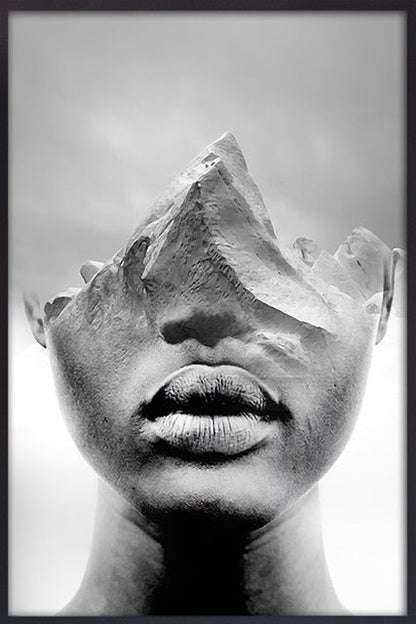 Black and White Women Face with Landscape Canvas Art