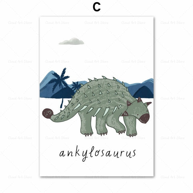 Dinosaur Kids Baby Boy's Room Wall Art Canvas