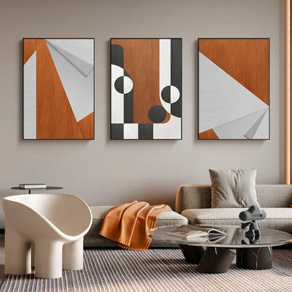 Modern Geometry Orange Canvas Art