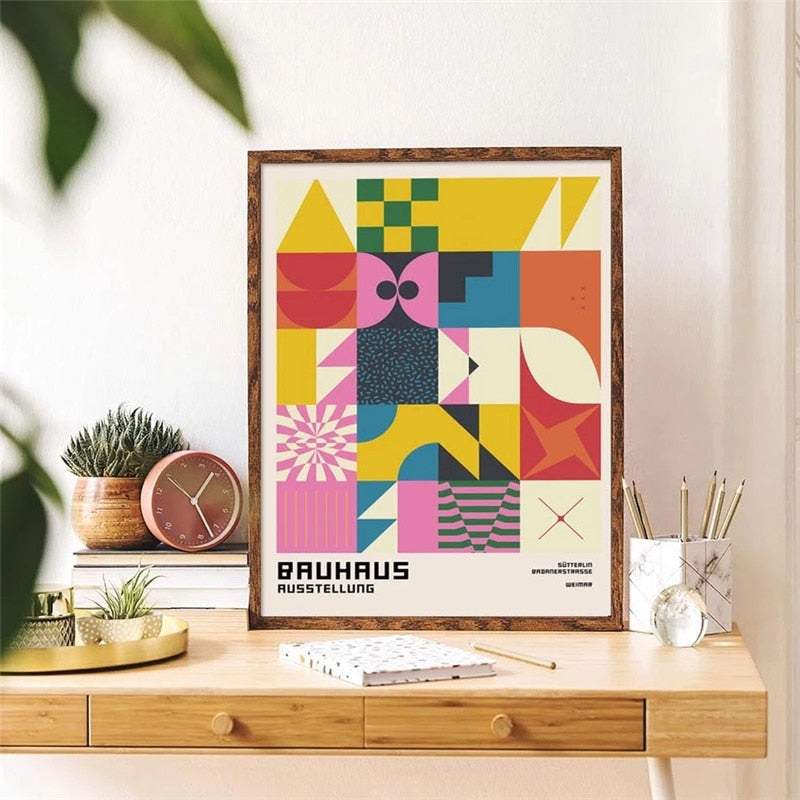 Abstract Geometry Bauhaus Colorful Canvas Art