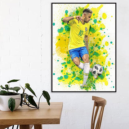 Watercolor Soccer Star Football Wall Art Canvas