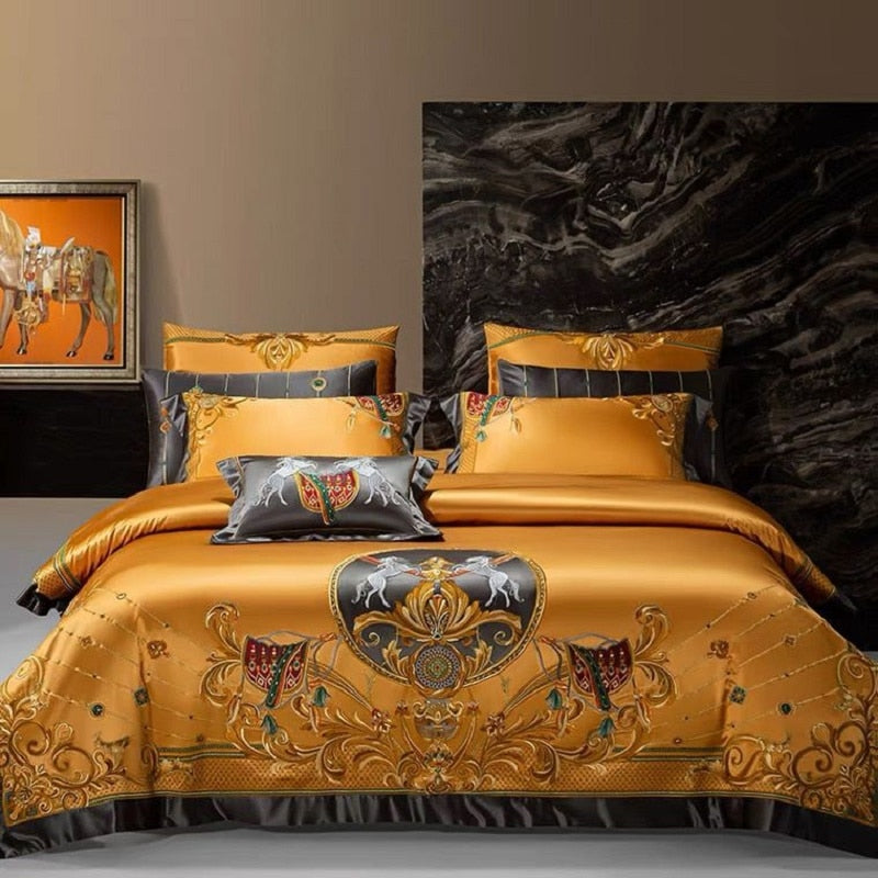 Ochre Egyptian Cotton Duvet Cover Bedding Set