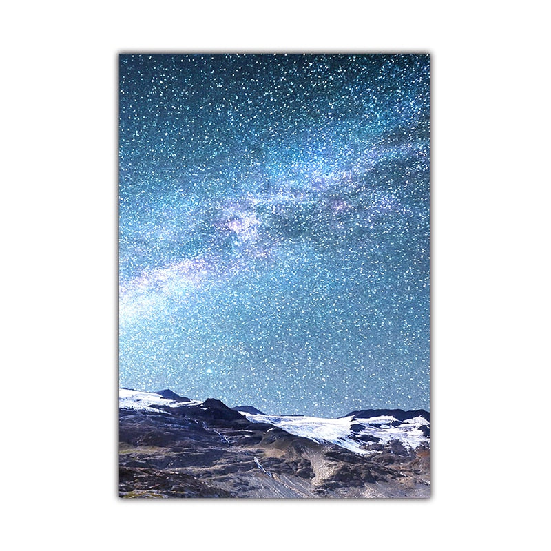 Starry Night Sky Landscape Canvas Art