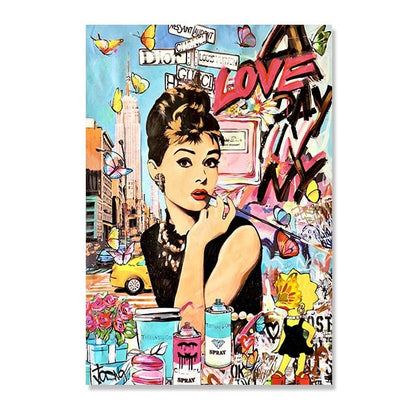 Fashion Women in Paris Graffiti Canvas Art