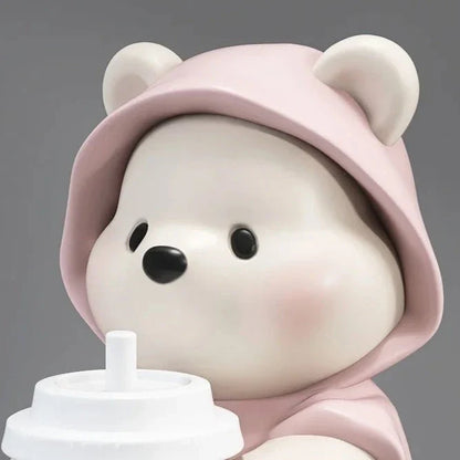 Cute Bear Milk Tea Floor Decoration Statue