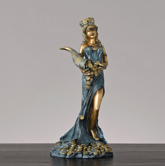 Blinded Greek Wealth Goddess Statue