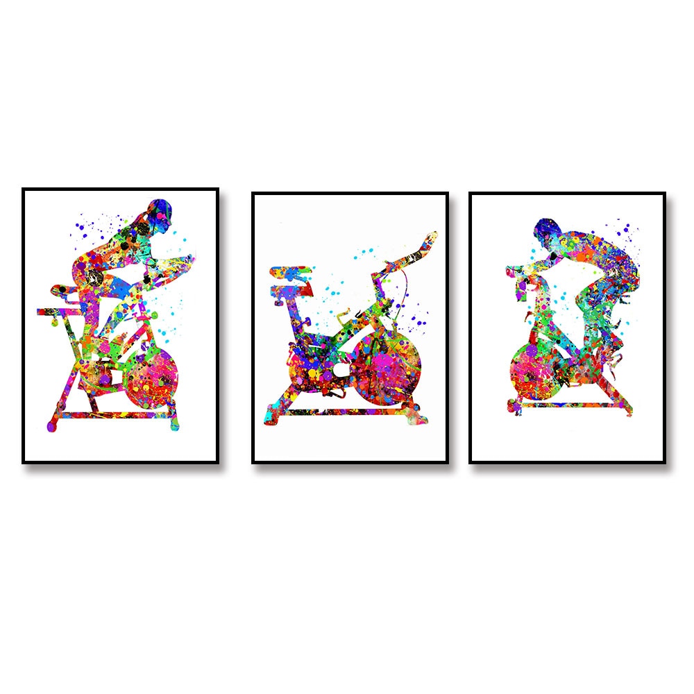 Exercise Bike Watercolor Gym Canvas Art