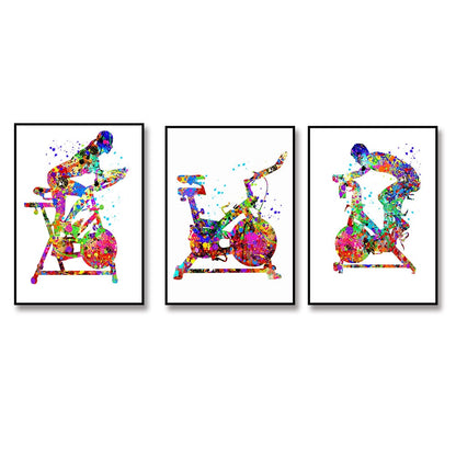 Exercise Bike Watercolor Gym Canvas Art