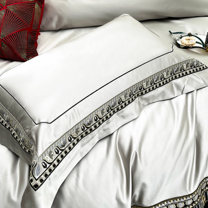 Charles Luxurious Silk Jacquard Duvet Cover Bedding Set