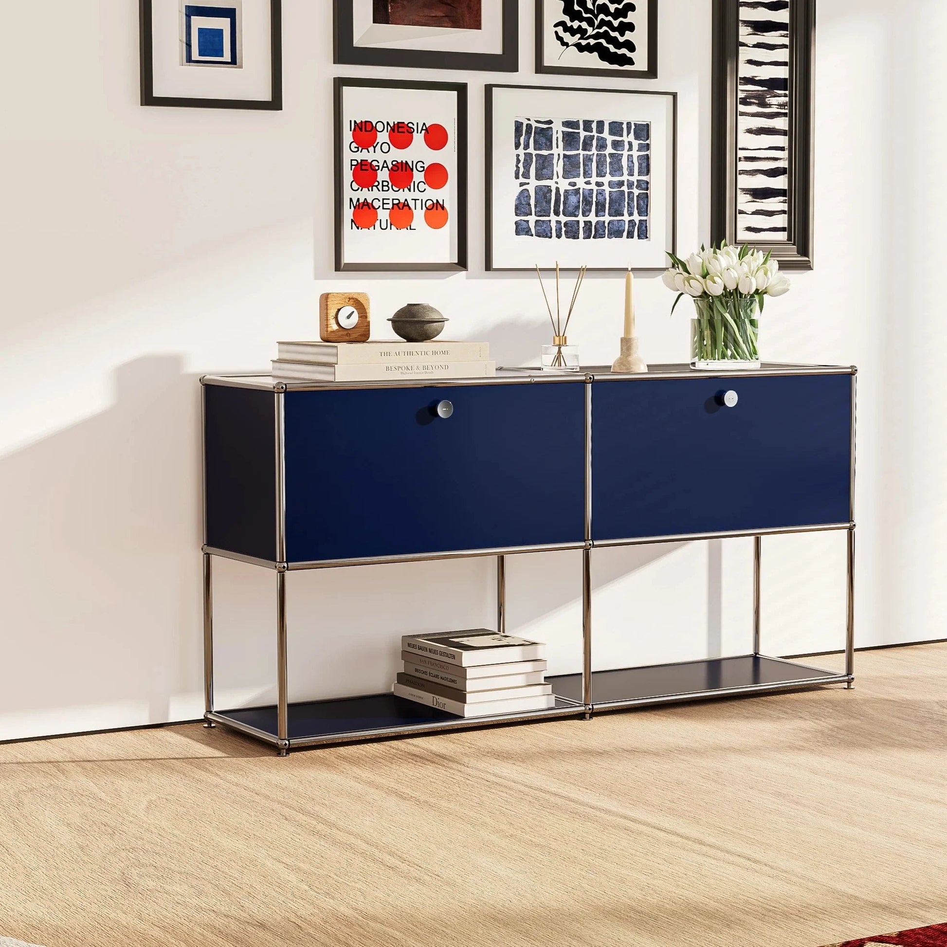 USM Haller Blue Modular Storage Cabinet Replica