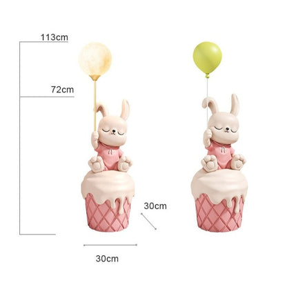 Cute Bunny Statue with Light and Bluetooth Speaker