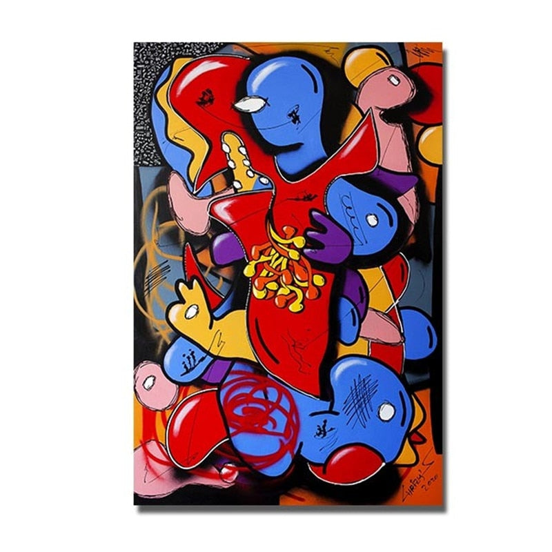 Abstract Picasso Graffiti Figure Canvas Art