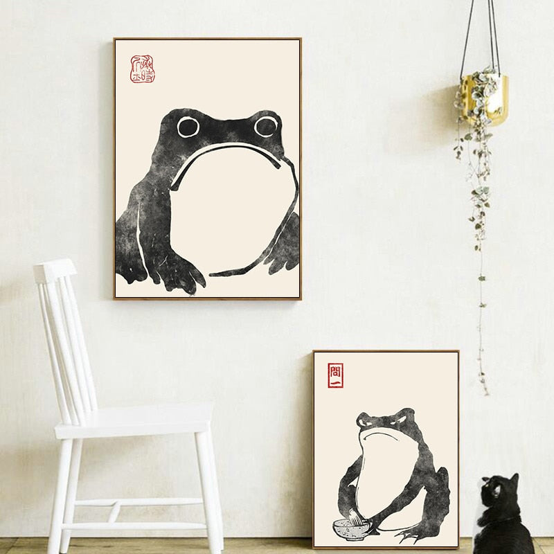 Japanese Frog Toad Wall Art Canvas