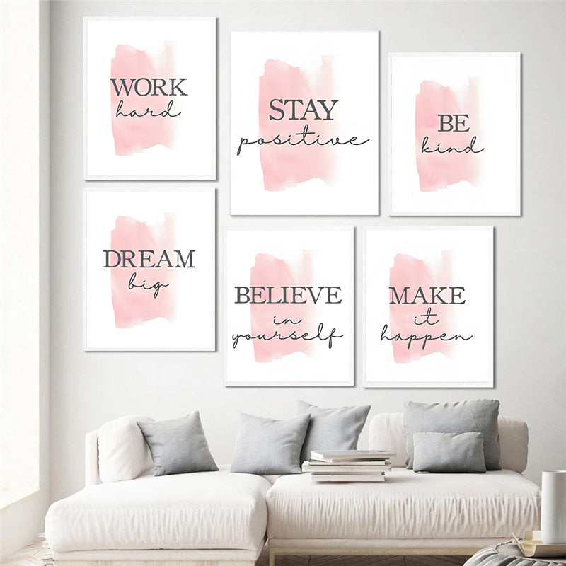 Motivational Quote Pink Canvas Art