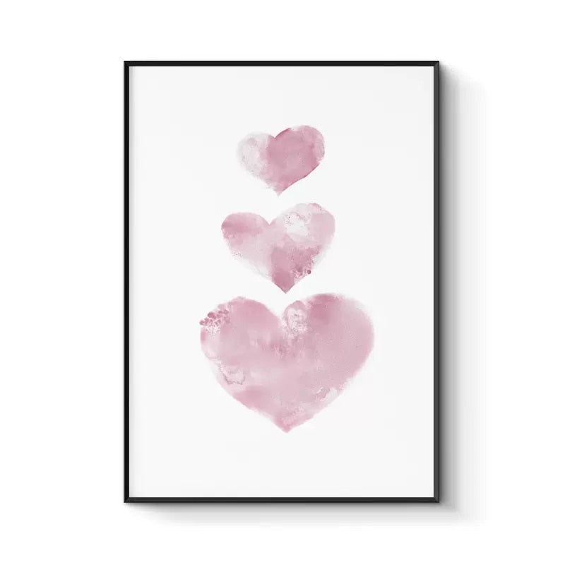 Pink Rose Heart Wall Art Canvas