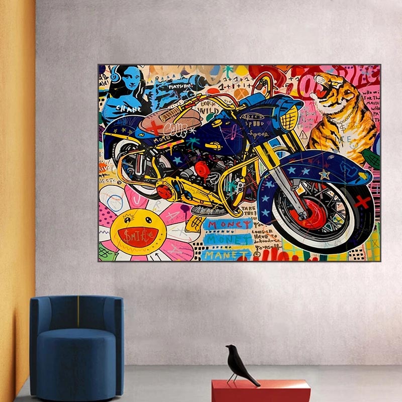 Graffiti Motorcycle Canvas Art