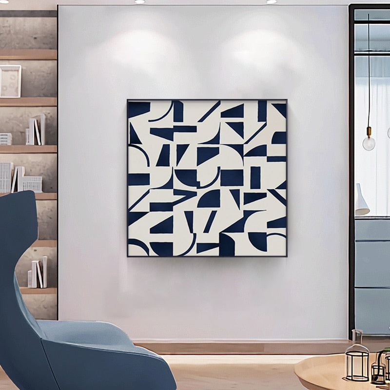 Minimalist Abstract Navy White Bird Canvas Art