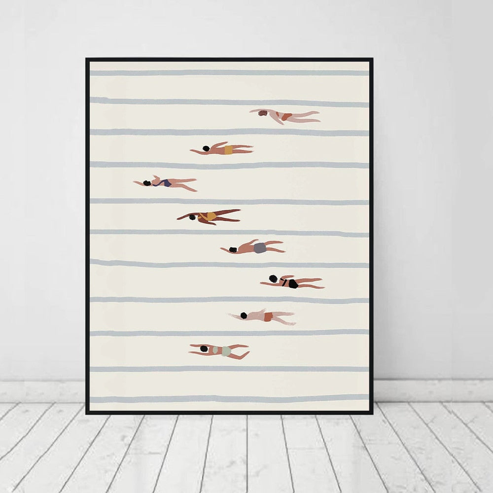 Diverse Swimmers Canvas Art