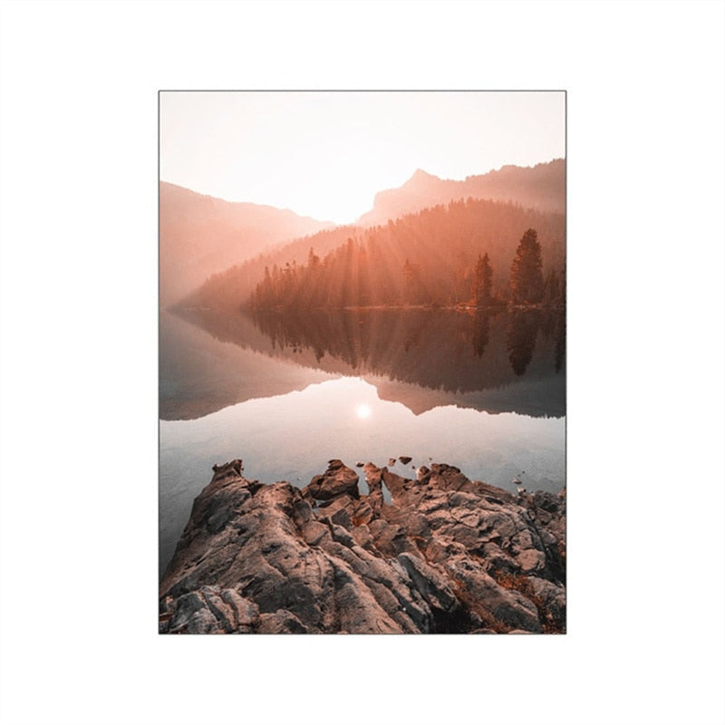 Autumn Forest Lake Canvas Art