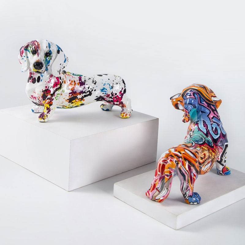 Graffiti Dachshund Resin Statue